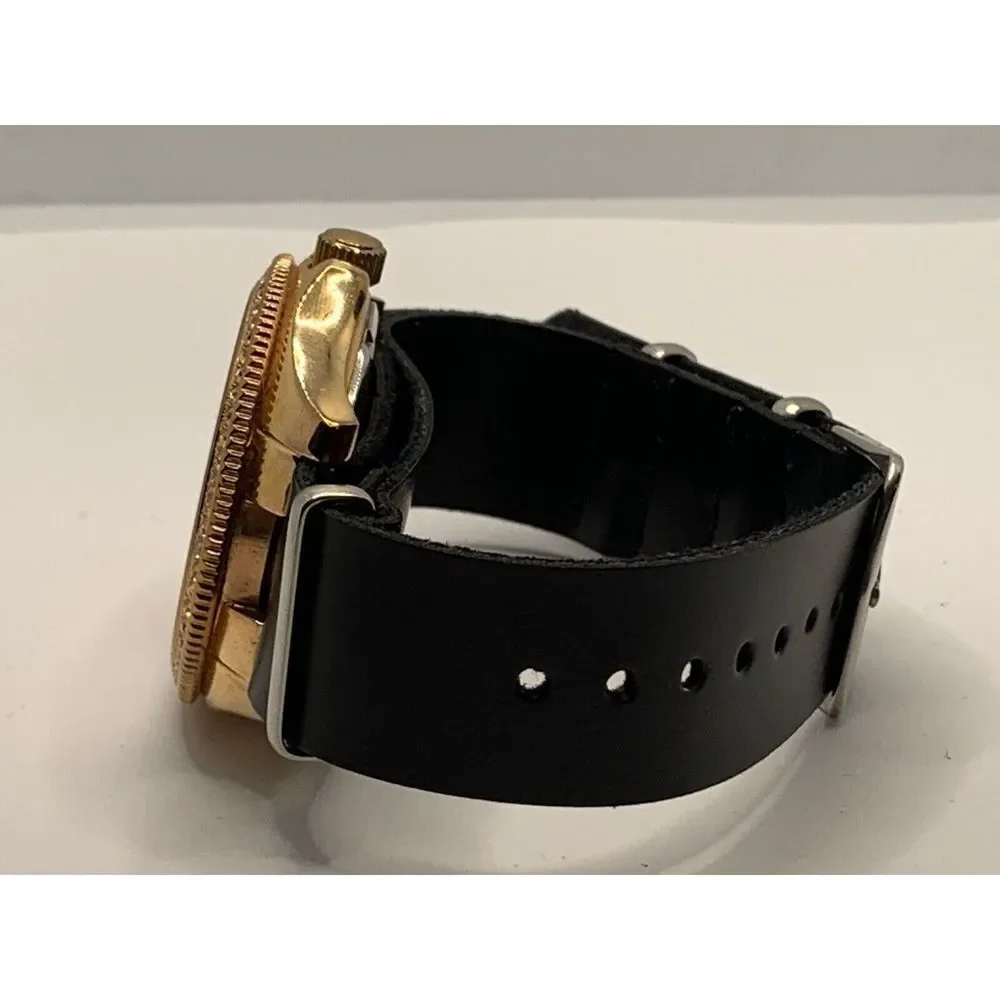 Fossil AM4616 Women's Black Leather Analog Beige Dial Quartz Wrist Watch RU263